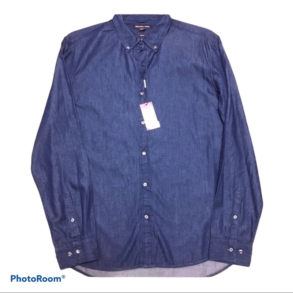 MICHAEL KORS | Indigo Slim Fit Denim Button Down